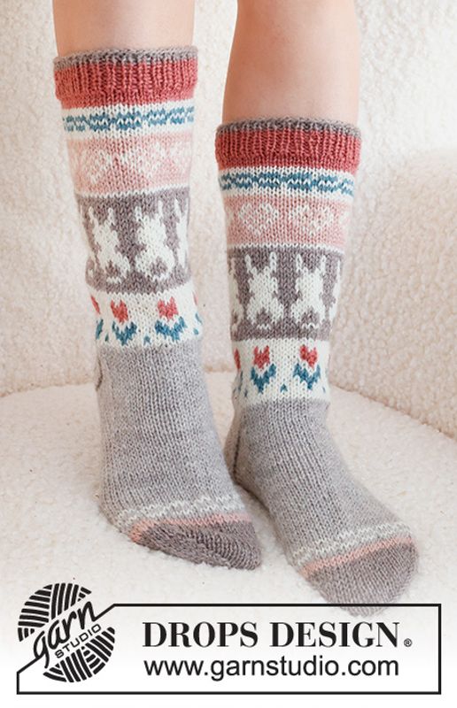 Påskesokker Dancing Bunny Socks beige/rosa