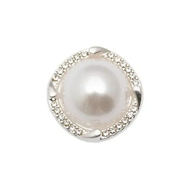 Hovedbilde  Knapp 12mm Metall/perle/sølv